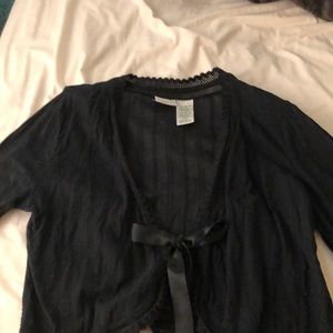 Black top with ribbon closure